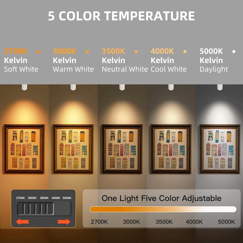 Ajbvp 5Color LED Track Lighting Kit 4 Lights Dimmable 48W Track Light,Zoomable15°/24°/36°/45°/60°-2700K/3000K/3500K4000K/5000K,Track Lighting for Accent Task Kitchen,Lumen 4800 (White) - Image 2